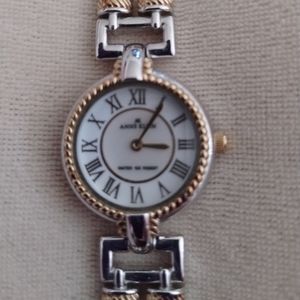 VTG Anne Klein Watch for Women 2 Tone White Mother Pearl Dial Bracelet 10/7401